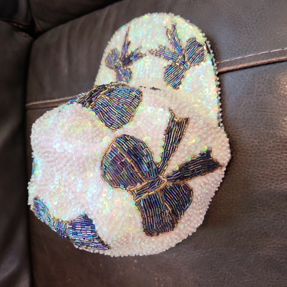 Accessories - Women's Sequined Beaded Bow Baseball Hat Size Medium